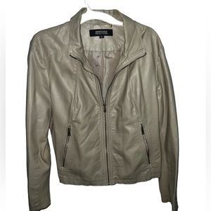 KENNETH COLE TAN FAUX LEATHER JACKET